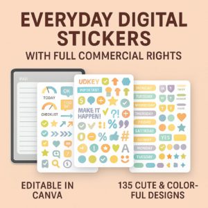 Everyday Digital Stickers – Editable Canva Pack with PLR & Master Resell Rights